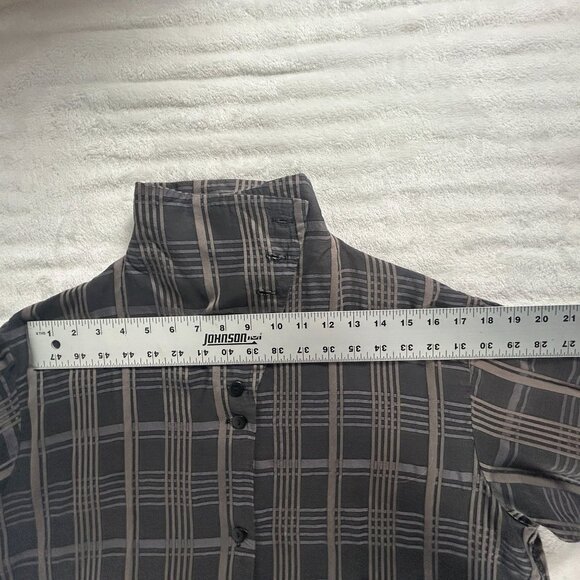 Itemz Chris Baumgartner Womens Plaid Button-Up Tunic Shirt Jacket Cotton/Silk - Picture 6 of 10